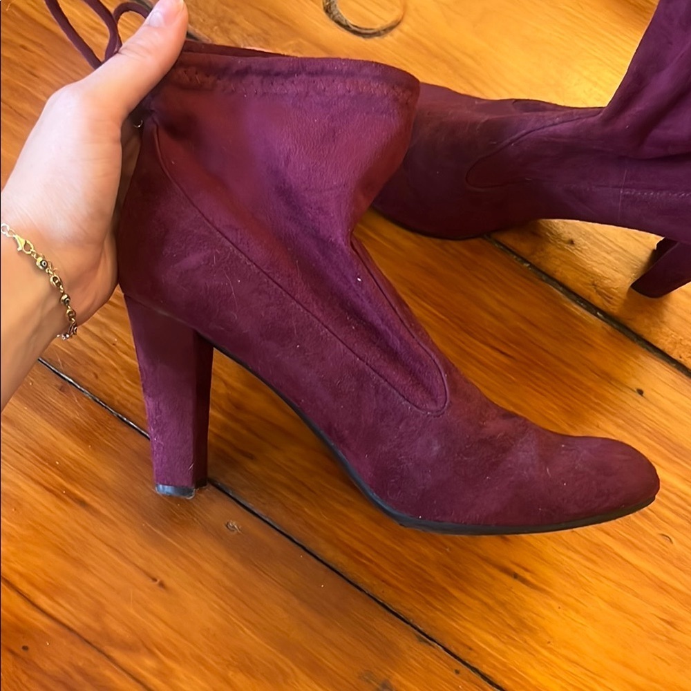 Purple Suede Women's Boots - Picture 3 of 4